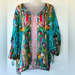 Johnny Was silk tunic top L